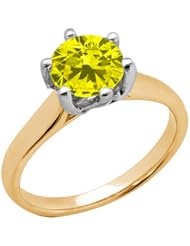 1.65 Ct Round Canary SI1/SI2 Diamond 14K Yellow Gold Ring