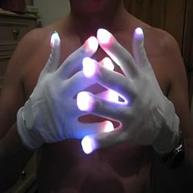 Colour Changing LED Flashing Gloves for Clubs, Raves, Festivals, Halloween, Bonfire Night etc. One size fits all, batteries included.