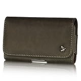 VMG Motorola Droid RAZR Leather Holster Case - Brown Premium Faux Leather Stylish Holster Case Cover w/ Built-In Belt Clip & Dual Secure Belt Loop for Motorola Droid RAZR Verizon Wireless Cell Phone