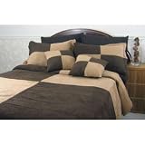 MICROSUEDE KING CAMEL CHOCOLATE DUVET COMFORTER COVER 6 PCS SET - MICRO SUEDE