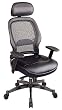 Deluxe Matrex Black Executive Chair with Leather Seat, Leather 2-Way Adjustable Headrest and Metal Base By Office Star