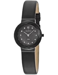 Skagen Womens 456SBLB Denmark Black Mother-Of-Pearl Dial Watch