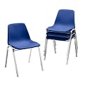 Stackaways Seating Shell Chairs- Blue/ Chrome(Set of 4)