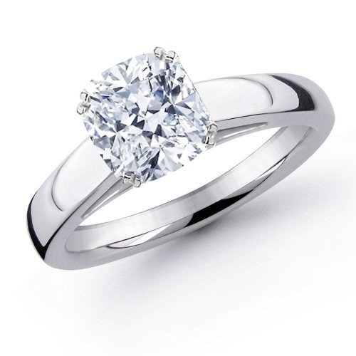 GIA Certified Solitaire Diamond Engagement Ring in White Gold with a 0.5 Carat I Color SI1 Clarity Cushion Cut Diamond