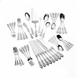 Wallace Rose Point 46-Piece Sterling Silver Flatware Set, Service for 8