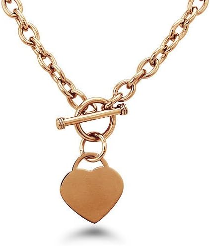 Stainless Steel Gold PlatedHeart Tag Necklace