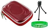 Hard Carrying Case (Candy Red) and Tripod for Casio EX-FH100 10.1MP High Speed Digital Camera