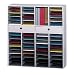 Safco 9494MO Wood Literature Organizer, 32 Adjustable Compartments/2 Drawers, Medium Oak