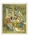 Lace-Making at Home Caen Normandie Art Giclee Poster Print by Thomas Crane, 18x24