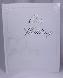 Hats and Hearts Wedding Album with Silver Lettering