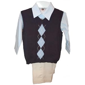 Good Lad Boys Dark Blue Argyle Sweater Vest Pant Set
