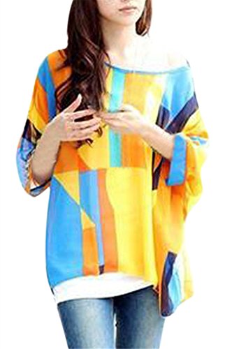 Womens Summer Bohemian Chiffon Super Loose Casual Top Blouse One Size