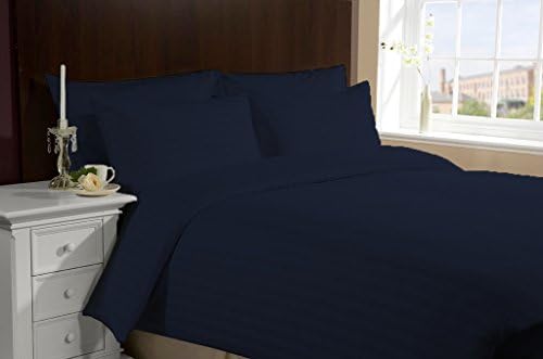 Soft & Comfort 600 Thread Count 1 Peice Duvet Cover in Stripe Navy Blue Full 100% Cotton by EgyptianCottonStore
