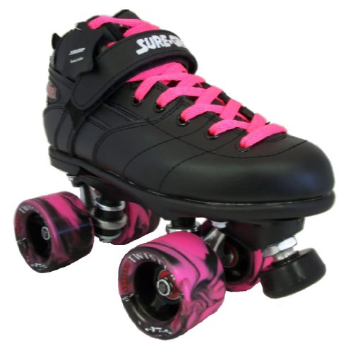 Rebel Twister Black Speed Skates - Pink & Black Quad Skate Wheels