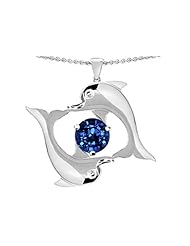 Original Star K (tm) Round 6mm Created Sapphire Dolphin Pendant in .925 Sterling Silver