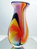 Murano Design Mouth Blown Rainbow Swirls Sprial Glass Vase X-987