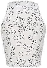Sartoria Womens/Ladies Alien Pattern Sleeveless Crop Top White S