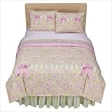 Flower Basket Comforter Set in Pink and Green Size: Full/Queen