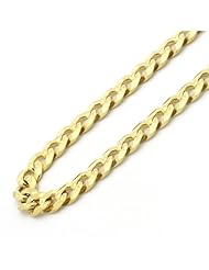 14K Gold 5mm Italian Yellow Pave Curb Chain Necklaces ( Available Length 18", 20", 22", 24", 26")