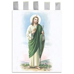 Church Banner - Saint Jude - Cotton Canvas with Archival Inks and UV Coating - Border Rings for Rod Hanging. Print Size 24"x36"