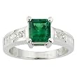 18K White Gold Emerald and Diamond Ring