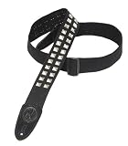 Levy's Leathers 2 Cotton Guitar Strap with 2 Rows of 1/2 Studs,Black