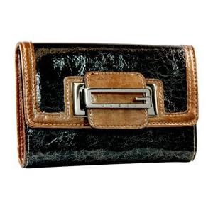 Buy Ladies Camden Brown Black Synthetic Leather Tri-Fold Wallet: Brown Black Tri-Fold Wallet by GUESS