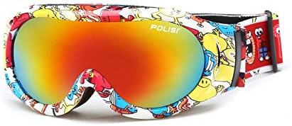 Professional children's ski goggles double anti-fog ski goggles spherical big vision glasses for men and women(Graffiti # 08)