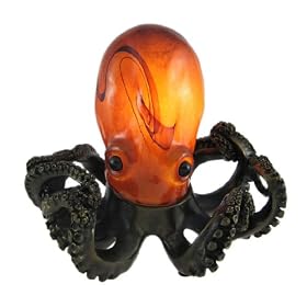 Swirled Amber Glass Octopus Accent Lamp Bronzed Base