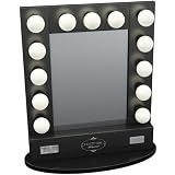 Broadway Table Top Lighted Vanity Mirror 27" x 13" - Black Frame, Black Surface
