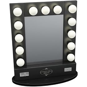 Broadway Table Top Lighted Vanity Mirror 27 x 13 - Black Frame, Black Surface by Vanity Girl Hollywood