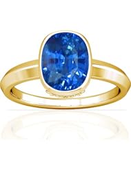 18K Yellow Gold Cushion Cut Blue Sapphire Womens Astrological Ring