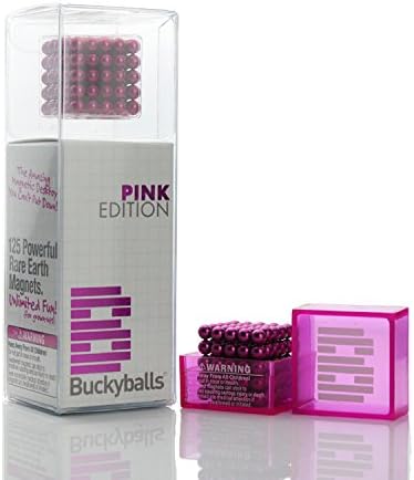 Rubik's Cube Magnetic Ball Neocube 125pcs Cubes Diameter 5mm Bucky balls (Pink)+ Iron Box packaging