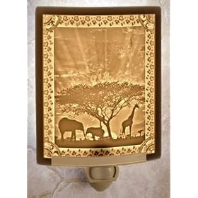 African Sunset Porcelain Lithophane Night Light by The Porcelain Garden