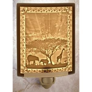 African Sunset Porcelain Lithophane Night Light by The Porcelain Garden