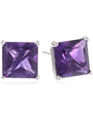 10k White Gold Princess Cut Amethyst Stud Earrings (7mm , 3.00 cttw)