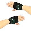 Knit Hand Warmer Fingerless Love Heart Gloves Green with Black