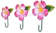 Iron coat racks, 'Pink Hibiscus' (set of 3)