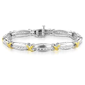 Sterling Silver two-tone 1 Carat Diamond Bracelet by