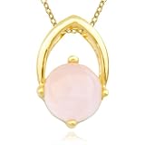 18k Yellow Gold Plated Sterling Silver Rose Quartz Pendant, 18