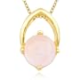 18k Yellow Gold Plated Sterling Silver Rose Quartz Pendant, 18"