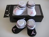 2 Pairs Nike Jordan Booties Girl Boy Baby Infant 0-6 Months with Jumpman Sign White/Grey and Black/Grey