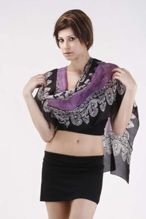 Pure Silk Batik Print Paisley Floral Print Print Long Scarf Muffler Wrap 22x72
