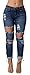 Ermonn Women's Ripped Washed Boyfriend Denim Trousers Jeans