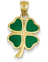 14k Yellow Gold Enameled Clover Charm