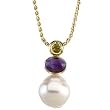 14K Yellow Gold Paspaley South Sea Cultured Pearl, Peridot and Amethyst Pendant