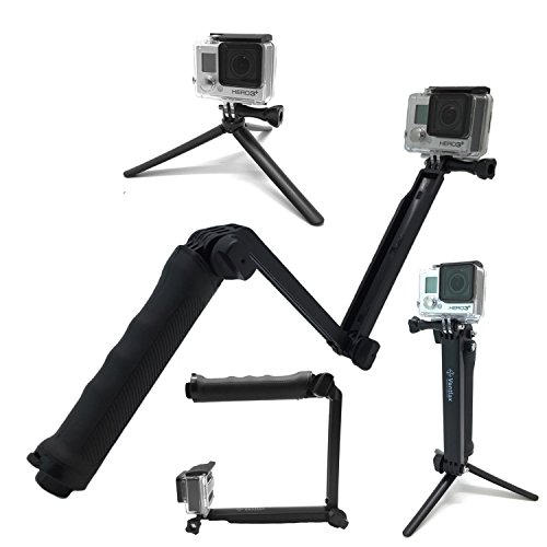【Ventlax】 GoPro 対応 3Way 自撮り棒 軽量 ラバーグリップ アングル調整可能