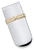 Sterling Silver Domed Money Clip w/ Solid 14k Yellow Gold 'X' Wrap