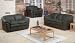All Italian leather seating hunter green sofa, loveseat, and chair group