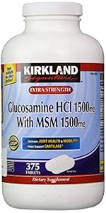 Kirkland Signature Extra Strength Glucosamine HCI 1500mg, With MSM 1500 mg,  375-Count  Tablets